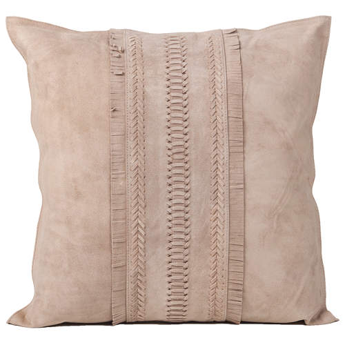 Fibre by Auskin Dark Beige Suede Decorative Pillows - Fringe