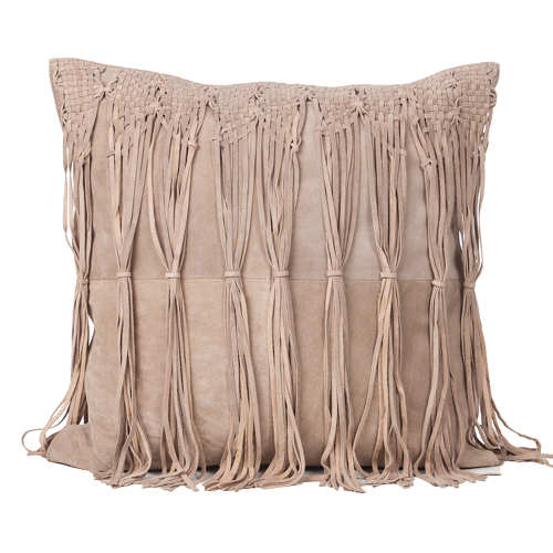 Fibre by Auskin Dark Beige Suede Decorative Pillows - Tassle