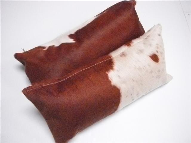 Dual Color Cowhide Decorative Pillow