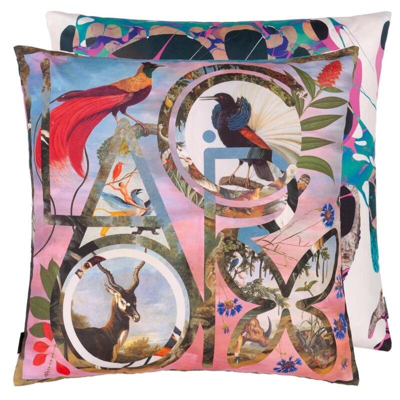 Christian Lacroix Lacroix Paradise Flamingo Decorative Pillow - Front and Reverse