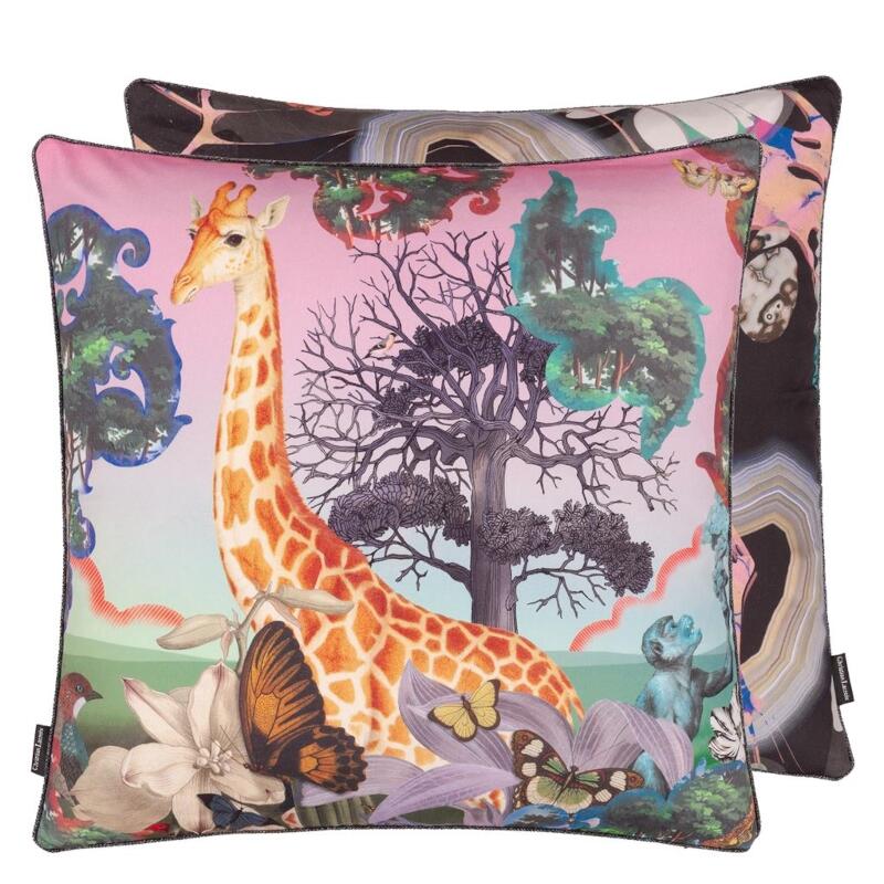 Christian Lacroix Novafrica Sunrise Flamingo Decorative Pillow - Front and Reverse