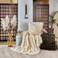 Cloud9 Design Aspen Ivory with Gold Thread Faux Fur Throw