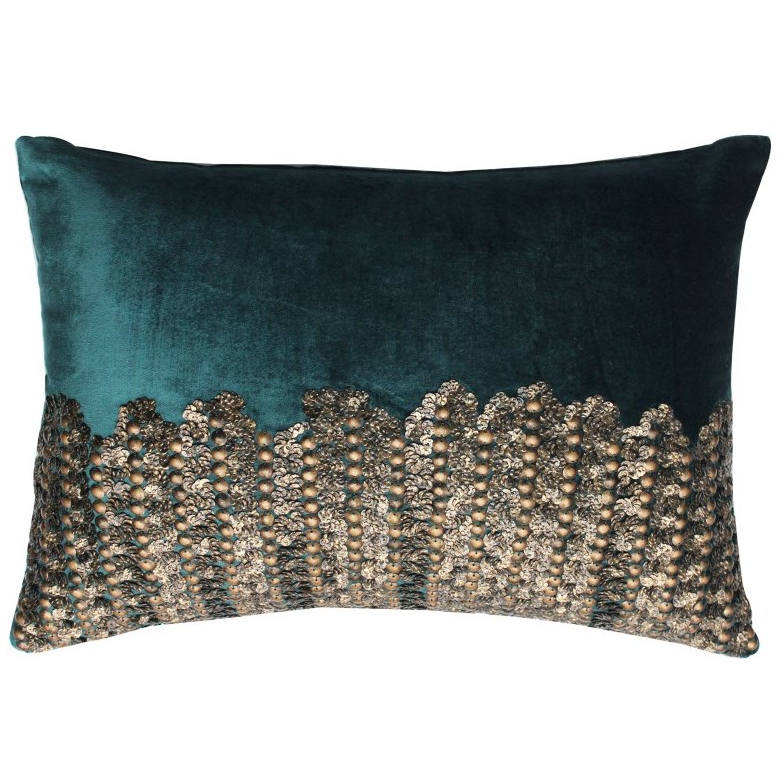 teal decorative pillows with birds