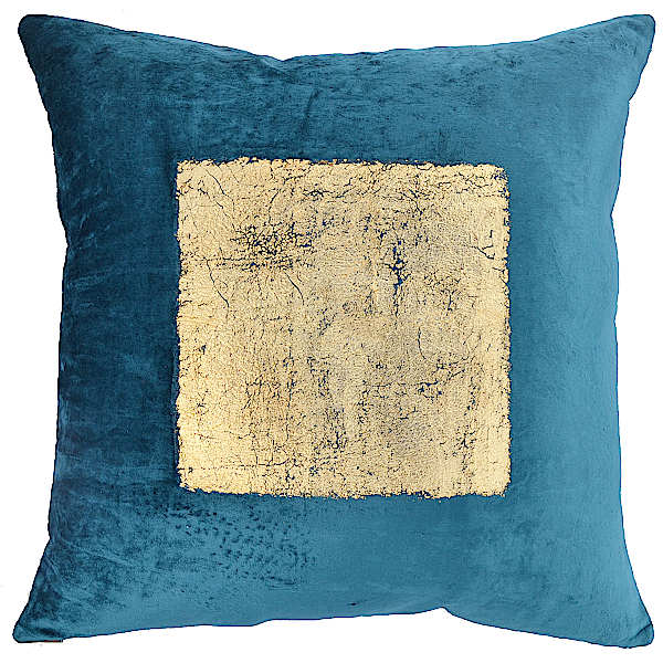 Cloud9 Design Adana Foil Decorative Pillows - Teal Velvet with Gold Foil Print Pillow