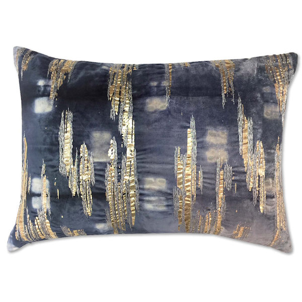 Cloud9 Design BOHEME06C-NY (14x20) Boehme Silver Velvet Shibori Decorative Pillow