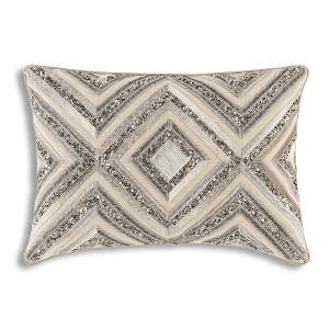 Cloud9 Design Emory Beaded Embroidery Decorative Pillows - EMORY03C-WH (14x20).