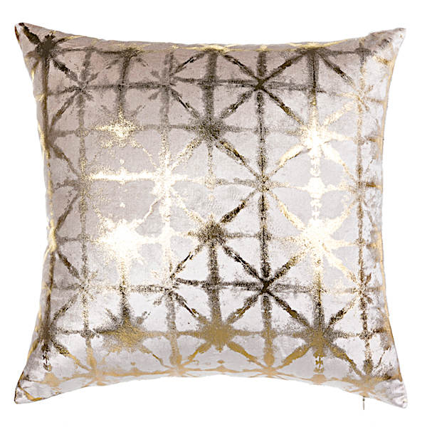 Cloud9 Design Kora KORA03J-IVGD (22x22) Ivory Velvet/Gold Print Decorative Pillow