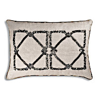 Featuring Wheat linen pillow with gold lattice cowhide hairon hide.