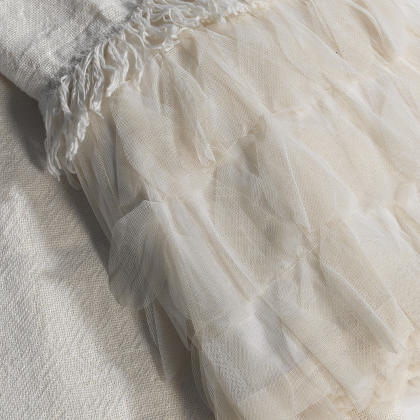 Couture Dreams Chichi Linen Ivory Petal/Ivory Linen Throw - Close-up.