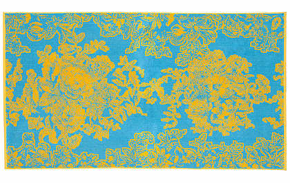 Elaiva Allurments Turquoise Ancient Flowers Beach Towels - Horizontal View
