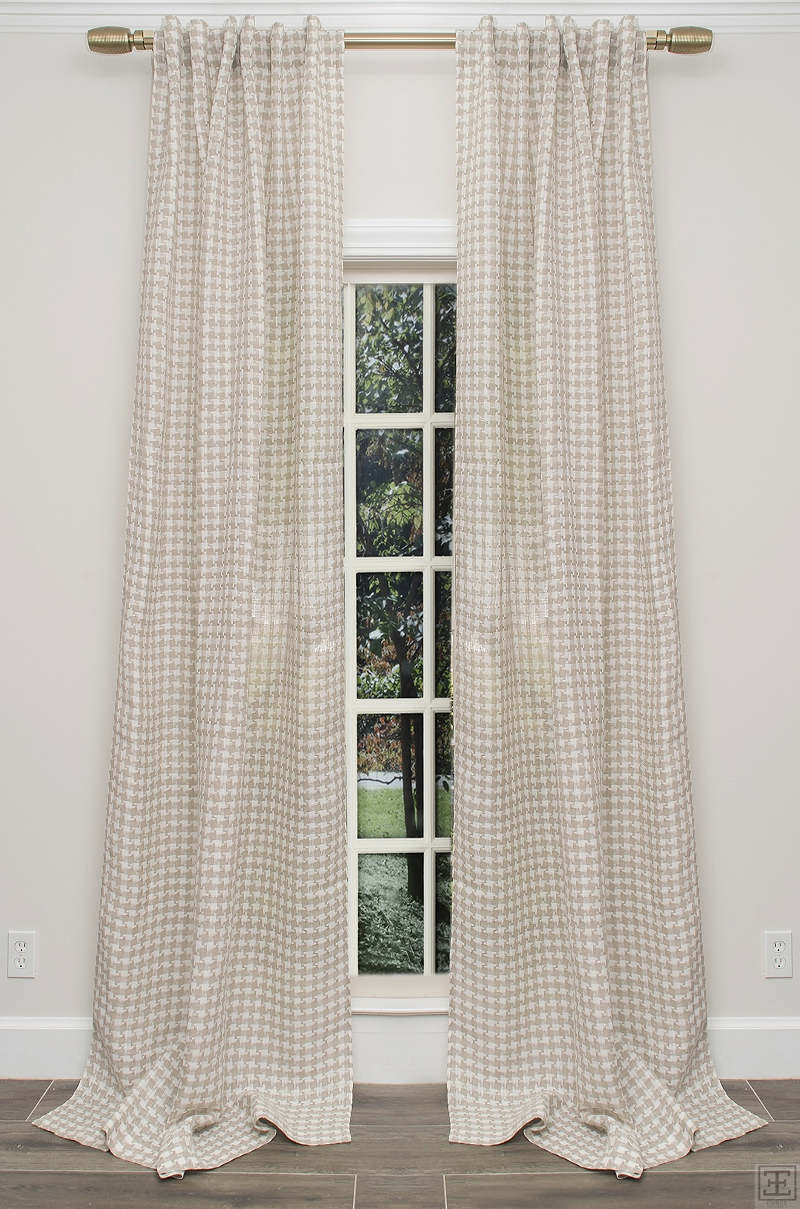 This ready-made sheer drapery woven with repeating unique pattern will add contrast to your room.