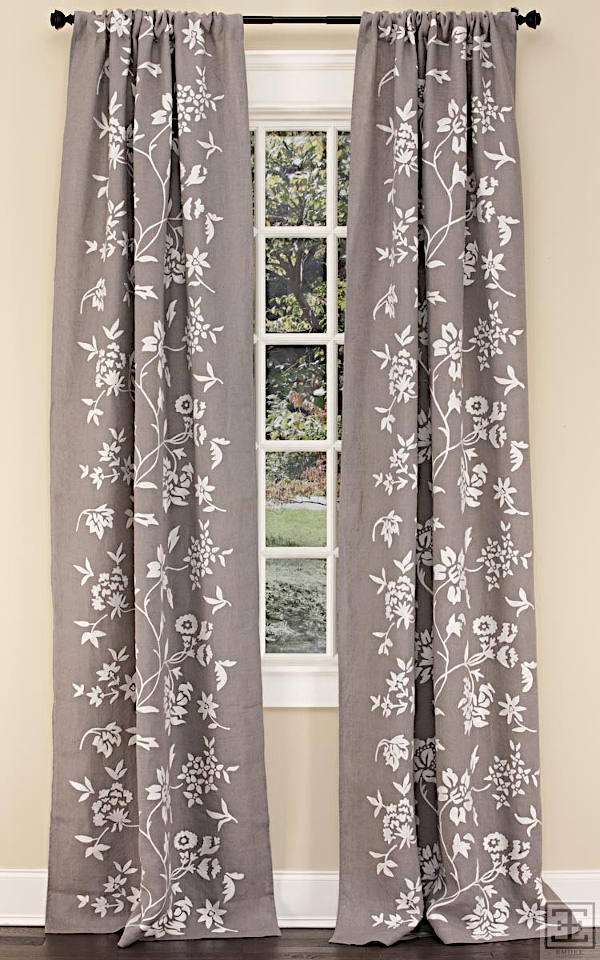 The floral design on this drapery is a beautiful art deco design that will enhance any room