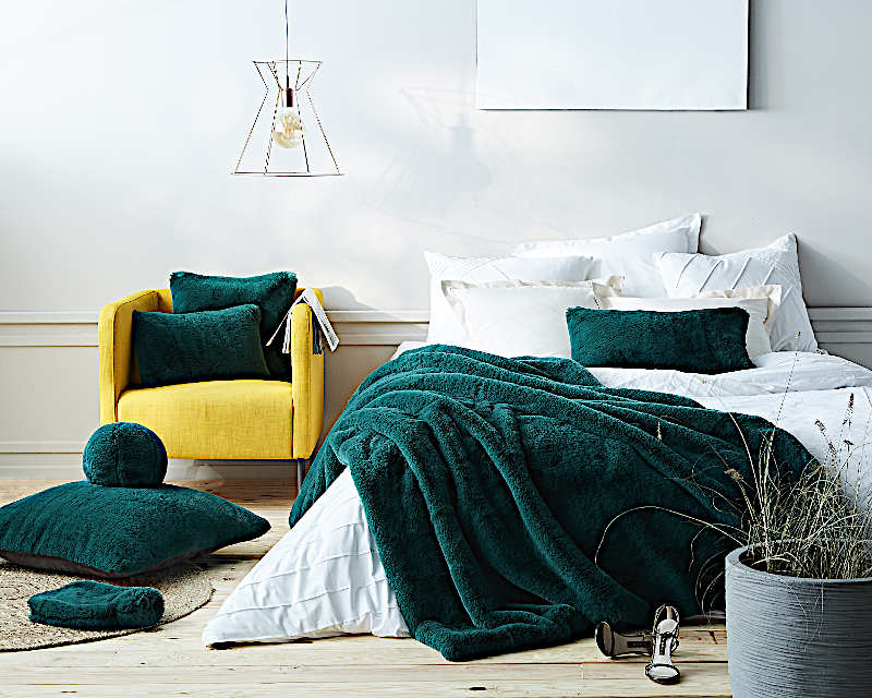 Evelyne Prelonge Alpine Green Luxe Faux Fur Bedding and Accessories