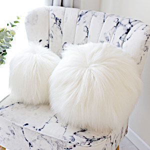 Evelyne Prelonge Himalaya Ivory Faux Fur Floor Pillow