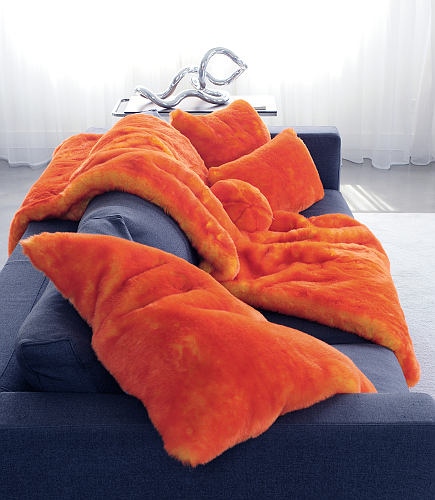 Evelyne Prelonge Luxe Faux Fur Bed Covers & Accessories in Orange