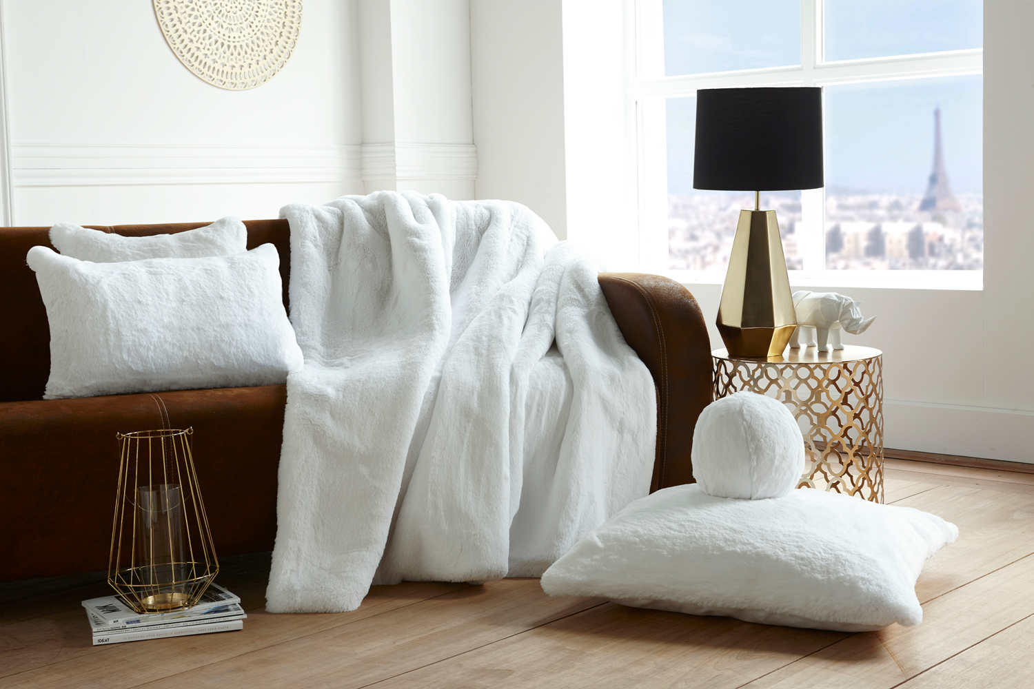 Evelyne Prelonge Luxe Faux Fur Bed Covers And Accessories In White