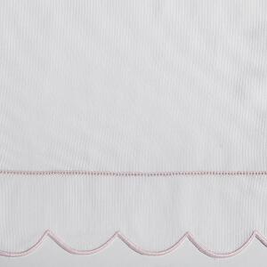 Home Treasures Amelia Bedding Fabric sample - Miller White/Light Pink Piana embroidery.