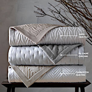 Home Treasures Fil Coupe Quilted Double Sided Coverlet & Shams - Atwood 