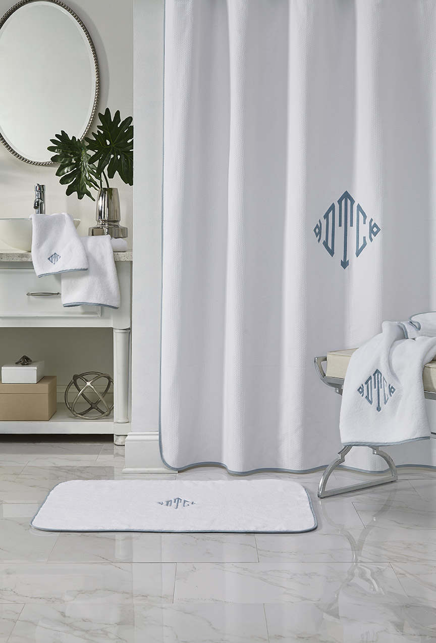 Tenda Bagno Doccia con Motivo Stampato Design Astratto con Anello 90 x 180 cm Blu Bianca Rubyia Shower Curtain Small 