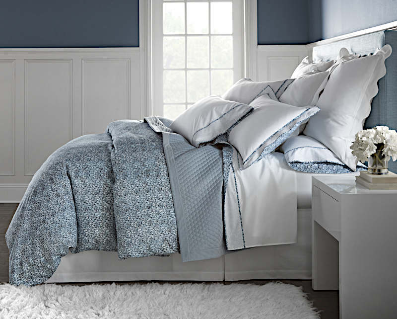 Home Treasures Bedding - Raindrop Quilted Collection made with Gaia fabric.