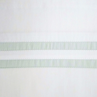 Home Treasures Bedding Ribbons Collection Fabric Sample - White/Eucalipto.