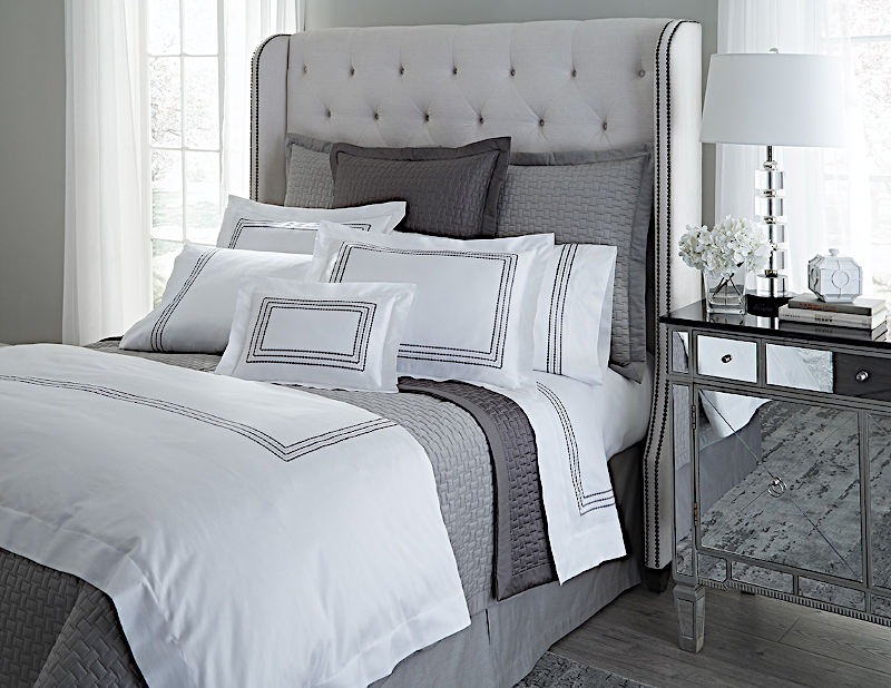 Home Treasures Stella Bedding includes a duvet, dust ruffle, shams, pillowcases - Bedroom View.