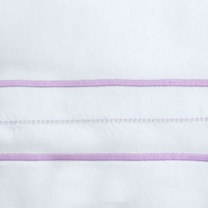Home Treasures Linens Triad - Embroidered Bedding Close-up - White/Violet.