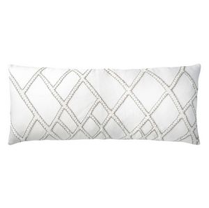 Kevin O'Brien Studio Stars Appliqued Linen Throw Pillow - Latte (16x36).