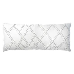 Kevin O'Brien Studio Stars Appliqued Linen Throw Pillow - White Gray (16x36).
