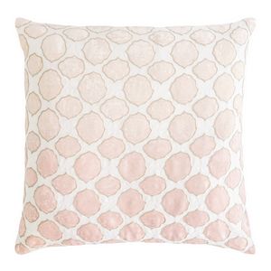 Kevin OBrien Studio Bedding - Tile Appliqued Linen Pillow - Blosssom