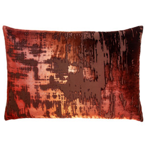 Kevin O'Brien Studio Brush Stroke Velvet Throw Pillow in Paprika color (14x20).