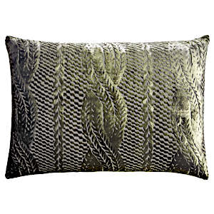 Kevin O'Brien Studio Cable Knit Velvet Decorative Pillow - Oregano (14x20)