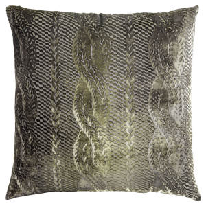 Kevin O'Brien Studio Cable Knit Velvet Decorative Pillow - Oregano (22x22)