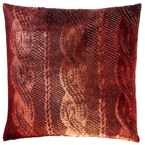 Kevin O'Brien Studio Cable Knit Velvet Decorative Pillow - Paprika (22x22)