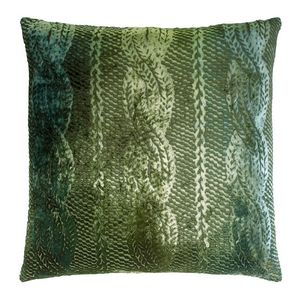 Kevin O'Brien Studio Cable Knit Velvet Decorative Pillow - Evergreen (22x22)