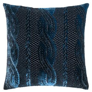 Kevin O'Brien Studio Cable Knit Velvet Decorative Pillow - Cobalt Black