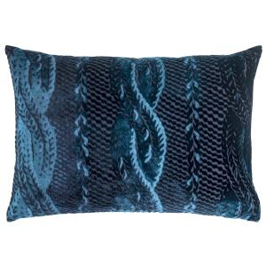 Kevin O'Brien Studio Cable Knit Velvet Decorative Pillow - Cobalt Black (14x20)