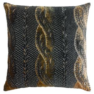 Kevin O'Brien Studio Cable Knit Velvet Decorative Pillow - Copper Ivy