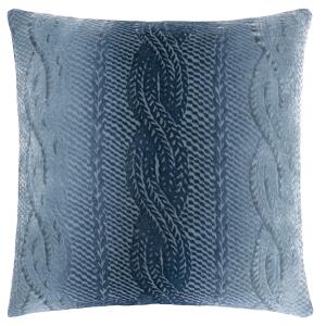 Kevin O'Brien Studio Cable Knit Velvet Decorative Pillow - Denim