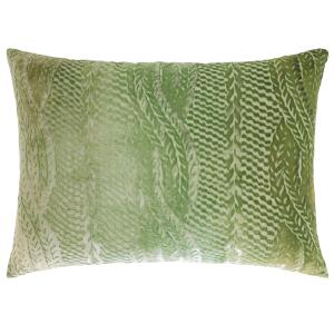 Kevin O'Brien Studio Cable Knit Velvet Decorative Pillow - Grass (14x20)