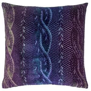 Kevin O'Brien Studio Cable Knit Velvet Decorative Pillow - Peacock