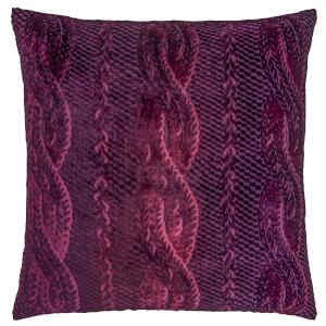 Kevin O'Brien Studio Cable Knit Velvet Decorative Pillow - Raspberry