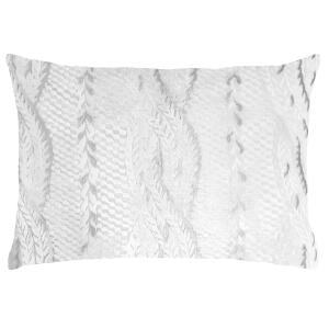 Kevin O'Brien Studio Cable Knit Velvet Decorative Pillow - White (14x20)
