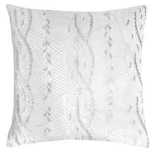 Kevin O'Brien Studio Cable Knit Velvet Decorative Pillow - White