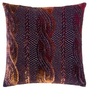 Kevin O'Brien Studio Cable Knit Velvet Decorative Pillow - Wildberry