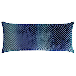 Kevin OBrien Studio Chevron Velvet Decorative Pillow - Shark Blue.