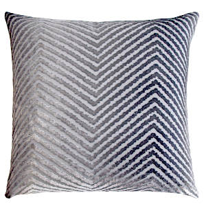 Kevin OBrien Studio Chevron Velvet Decorative Pillow - Silver Gray.