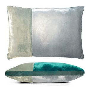 Kevin O'Brien Studio Color Block Velvet Throw Pillow in color Malachite (Front)