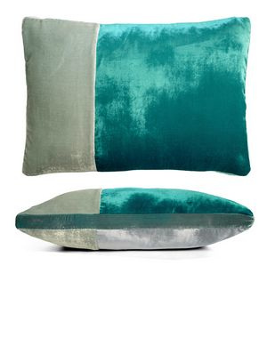 Kevin O'Brien Studio Color Block Velvet Throw Pillow in color Malachite (Back)