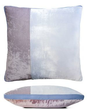 Kevin O'Brien Studio Color Block Velvet Throw Pillow in color Opal (Front)